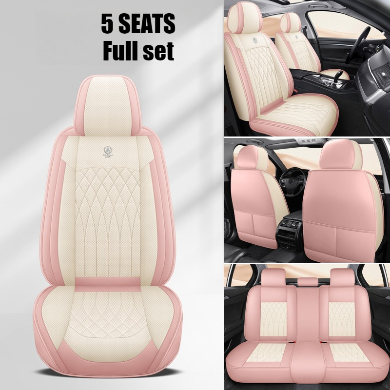 Leather Car Seat Covers Full Set Universal - Conjunto Completo de Capas de Assento