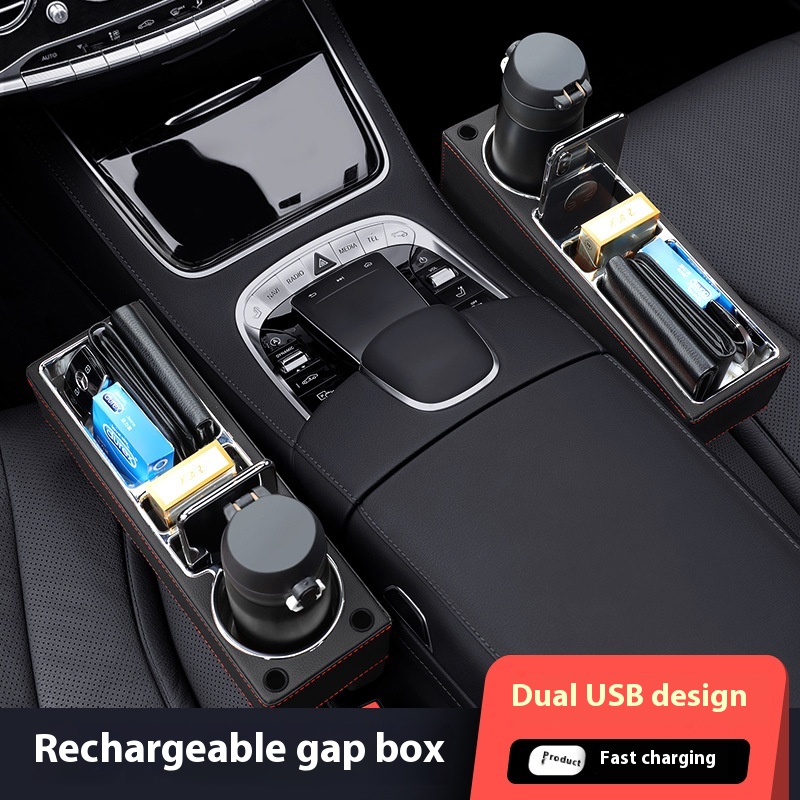 Seat Gap Filler Organizer With Usb Charger - PU Leather Car Seat Gap Filler,
