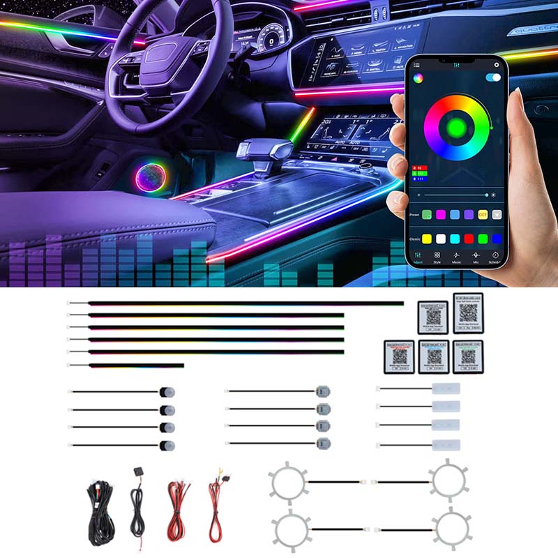 Led Ambient Interior Car Lights App Control - Kit de Luzes LED Dinâmicas RGB