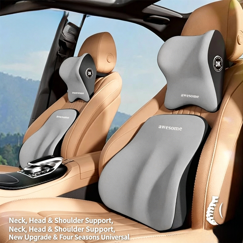 Memory Foam Car Neck Pillow Lumbar Support - Conjunto de Almofada para Pescoço e