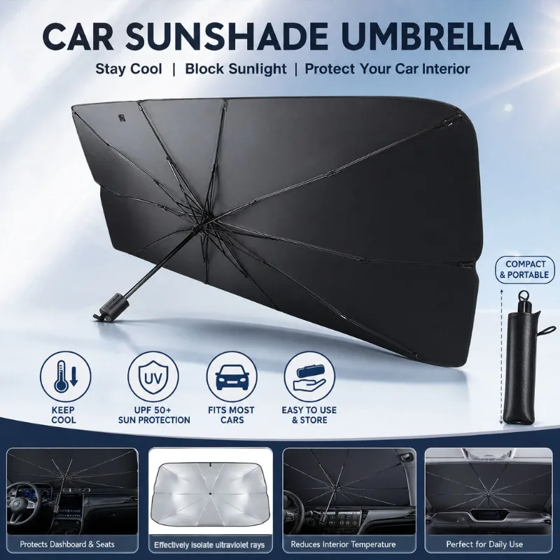 Car Sunshade Windshield Umbrella Foldable - Protetor Solar para Para-brisa de Carro,