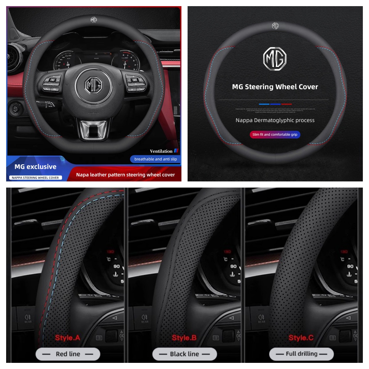 Car Steering Wheel Cover Anti Slip Breathable - 1 Peça de Capa para Volante