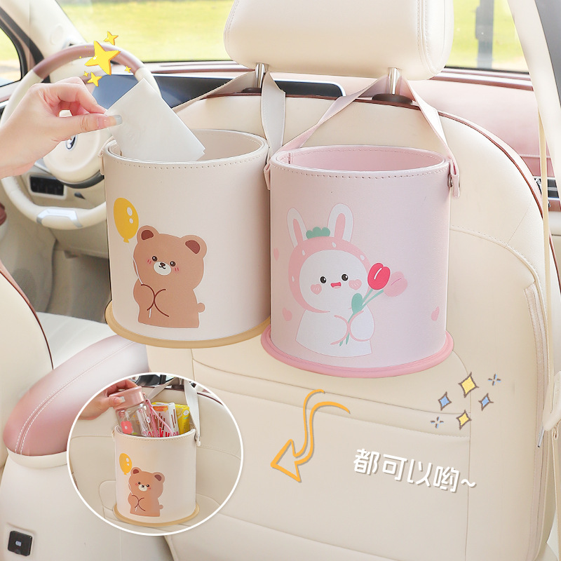 Lixeira de carro dos desenhos  - Waterproof Car Trash Can With Lid avaliação e preço
