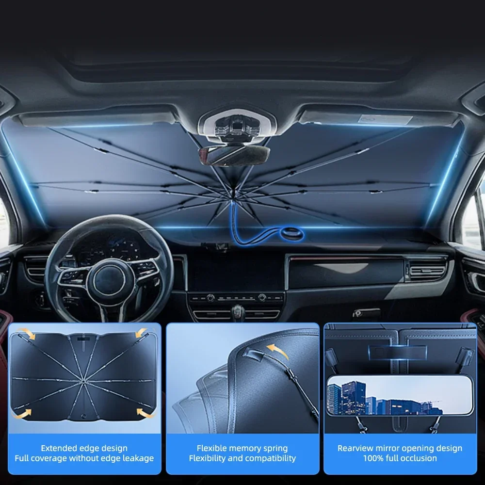 Protetor Solar para Para-brisa - Car Sunshade Windshield Umbrella Foldable avaliação e preço