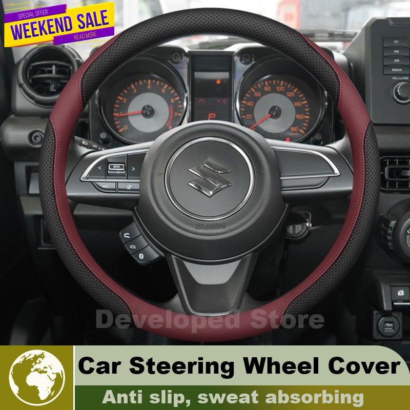 Capa de Volante de Couro para  - Car Steering Wheel Cover Anti Slip Breathable avaliação e preço