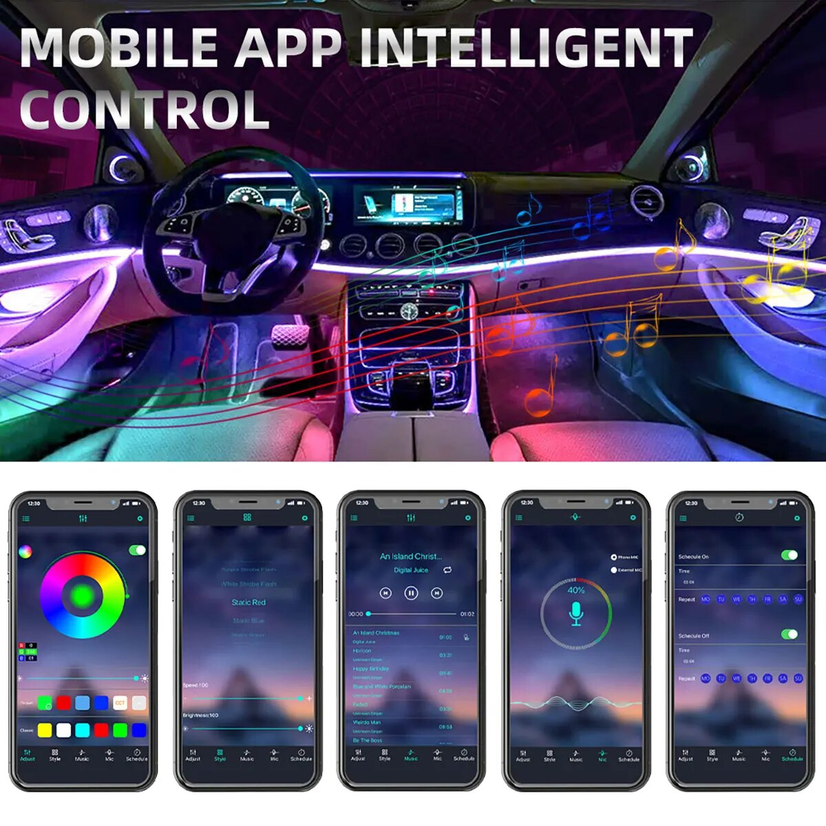 Symphony Car LED Foot Light, 4 - Led Ambient Interior Car Lights App Control avaliação e preço