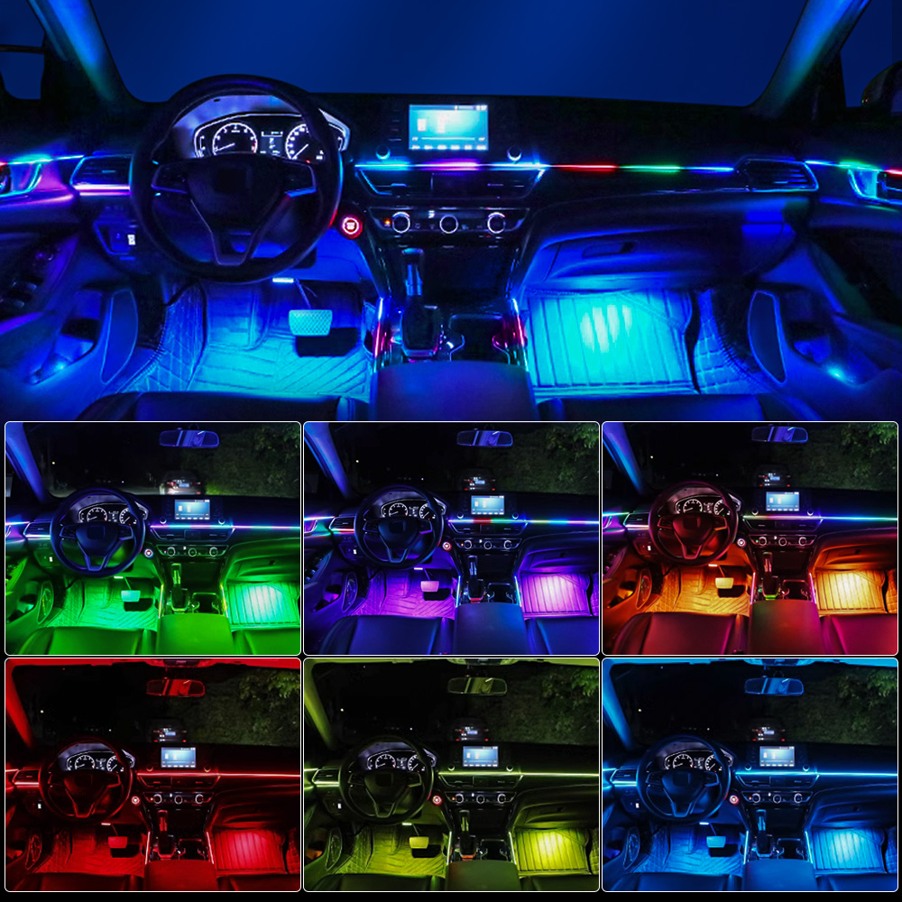 6/10/14/18 em 1 luz ambiente d - Led Ambient Interior Car Lights App Control avaliação e preço