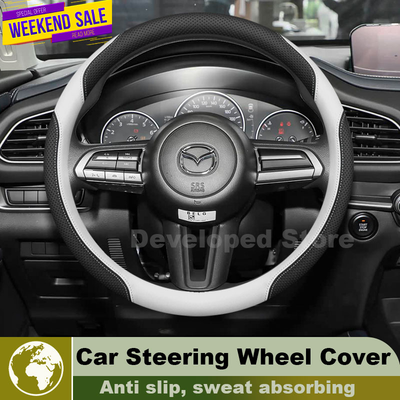 Capa de Volante de Couro para  - Car Steering Wheel Cover Anti Slip Breathable avaliação e preço