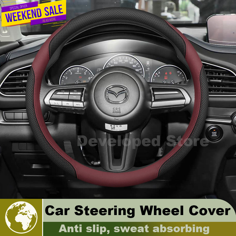 Capa de Volante de Couro para  - Car Steering Wheel Cover Anti Slip Breathable avaliação e preço