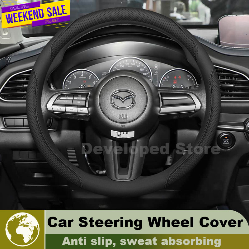 Capa de Volante de Couro para  - Car Steering Wheel Cover Anti Slip Breathable avaliação e preço
