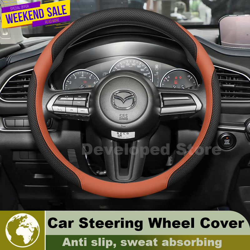 Capa de Volante de Couro para  - Car Steering Wheel Cover Anti Slip Breathable avaliação e preço