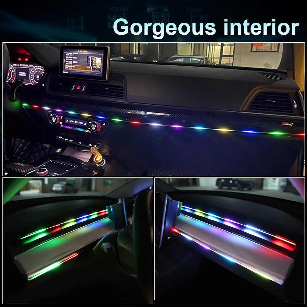 64 cores usb carro led luz amb - Led Ambient Interior Car Lights App Control avaliação e preço